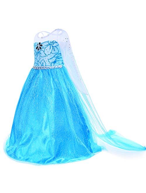 Party Chili Princess Costumes Birthday Party Dress Up for Little Girls with Wig,Crown,Mace,Gloves Accessories Age