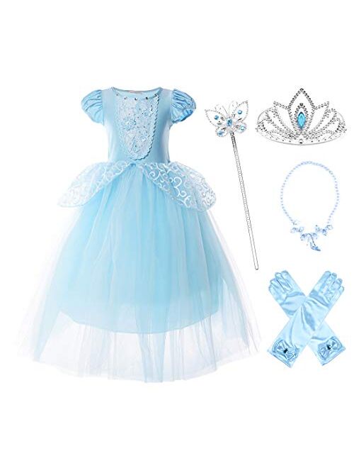 JerrisApparel Girls Princess Costume Puff Sleeve Fancy Birthday Party Dress up