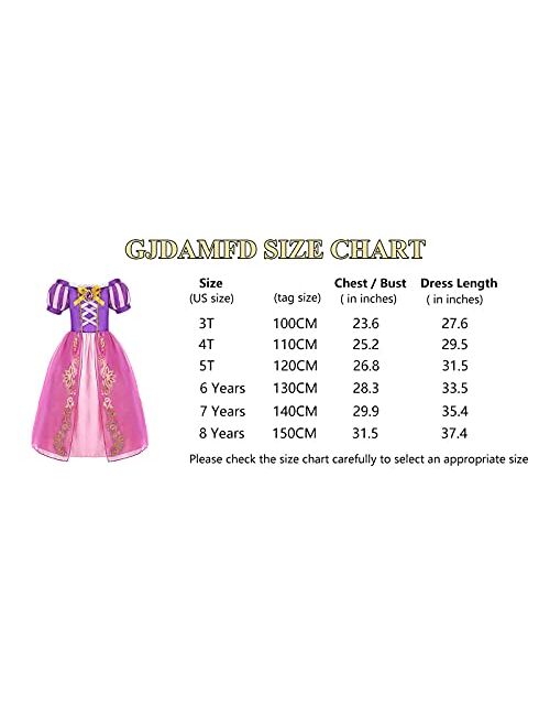 GJDAMFD Little Girls Princess Dresses Costumes Purple Princess Dresses for Girls