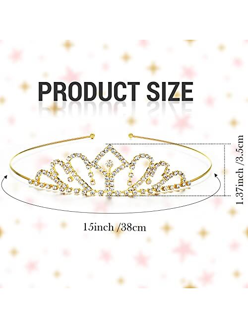 Haull 16 Pieces Girls Crystal Tiara Rhinestone Crown Princess Crystal Headband Crystal Head Crown Colorful Rhinestone Tiara Alloy Crown Headband Hair Accessories for Birt