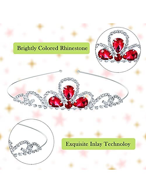 Haull 16 Pieces Girls Crystal Tiara Rhinestone Crown Princess Crystal Headband Crystal Head Crown Colorful Rhinestone Tiara Alloy Crown Headband Hair Accessories for Birt