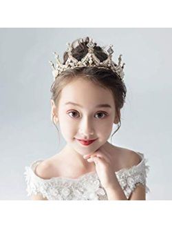 Campsis Rhinestone Wedding Princess Crown Gold Bridal Prael Tiara Birthday Party Prom Hair Piece Hair Accessories for Women and Grils