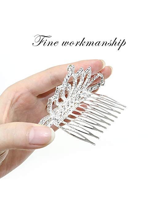 NODG 3 Pieces Silver Tiaras Crown with Hair Comb Mini Tiaras Crown for Girls Princess Crystal Shiny Hair Accessories for Girls Hair Cute Hair Accessories (3 Styles)