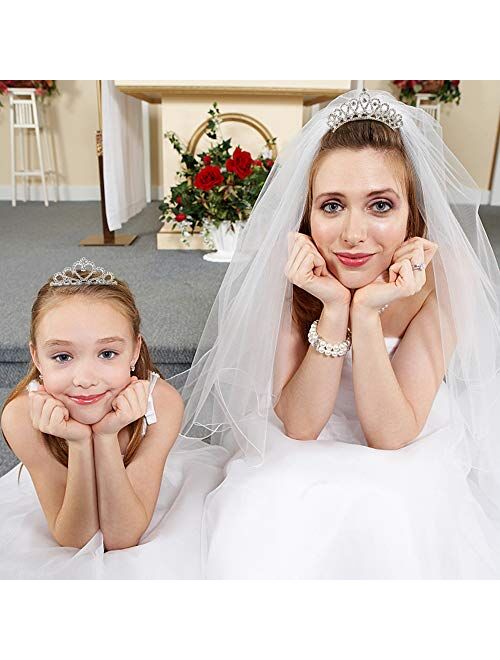 NODG 3 Pieces Silver Tiaras Crown with Hair Comb Mini Tiaras Crown for Girls Princess Crystal Shiny Hair Accessories for Girls Hair Cute Hair Accessories (3 Styles)