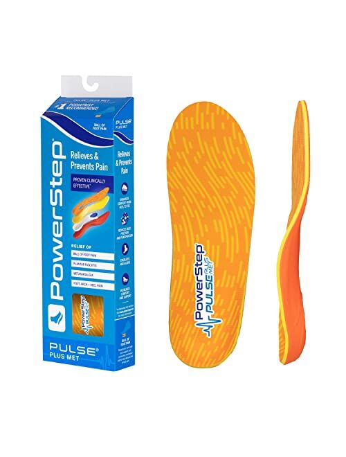 Powerstep PULSE Plus Insole, Running Shoe Insert for Men and Women, Ball of Foot Pain Relief Insoles with Metatarsal Support