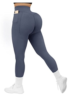 Women Ribbed Seamless Leggings High Waisted Workout Gym Yoga Pants