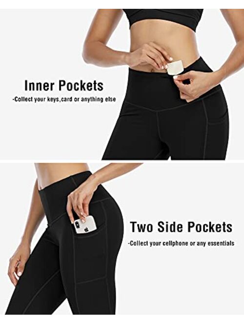 CHRLEISURE 3 Packs Leggings with Pockets for Women, High Waisted Tummy Control Workout Yoga Pants