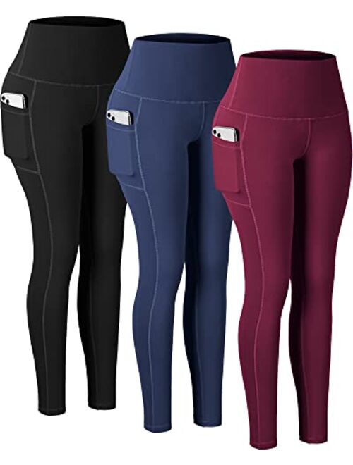 CHRLEISURE 3 Packs Leggings with Pockets for Women, High Waisted Tummy Control Workout Yoga Pants