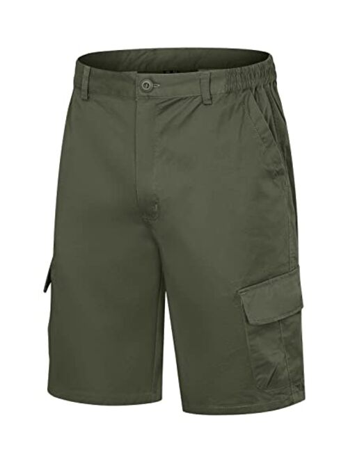 TACVASEN Men's Cotton Flat Shorts Classic-Fit Golf Shorts Casual Cargo Shorts with 7 Pockets