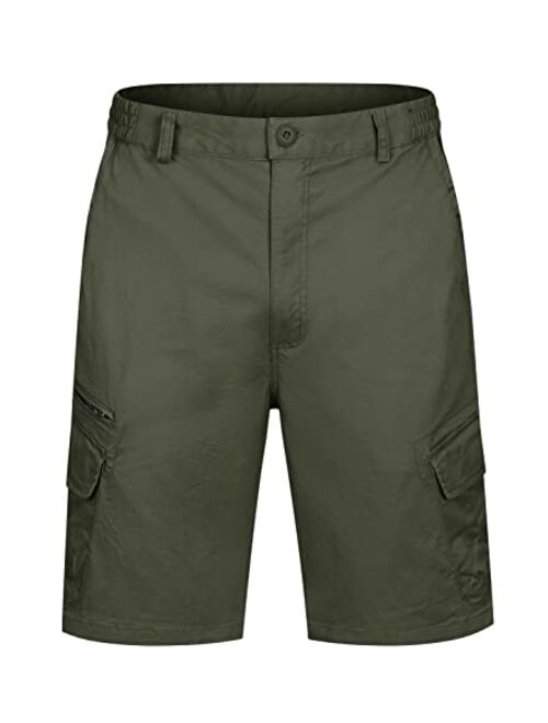 TACVASEN Men's Cotton Flat Shorts Classic-Fit Golf Shorts Casual Cargo Shorts with 7 Pockets