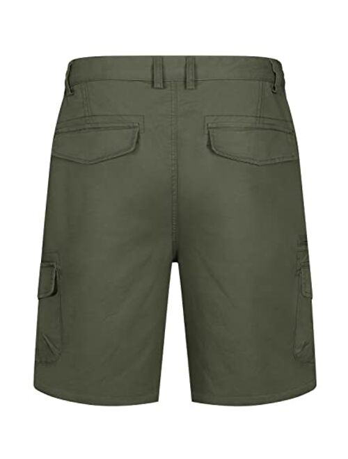 TACVASEN Men's Cotton Flat Shorts Classic-Fit Golf Shorts Casual Cargo Shorts with 7 Pockets