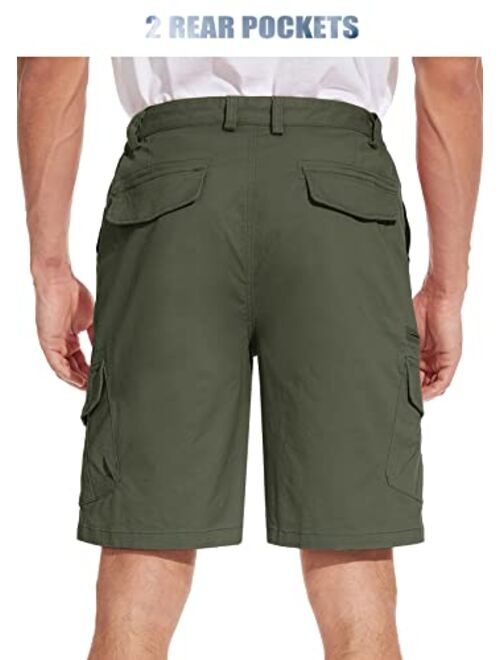 TACVASEN Men's Cotton Flat Shorts Classic-Fit Golf Shorts Casual Cargo Shorts with 7 Pockets