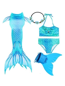 Wfundeals Mermaid Tails for Swimming with Monofin Swimsuit Costume Cosplay, Princess Bikini Set