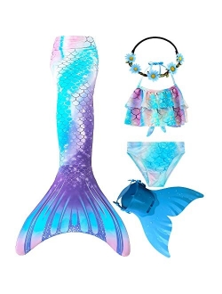 Wfundeals Mermaid Tails for Swimming with Monofin Swimsuit Costume Cosplay, Princess Bikini Set