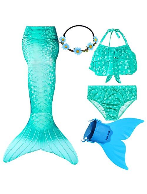 Wfundeals Mermaid Tails for Swimming with Monofin Swimsuit Costume Cosplay, Princess Bikini Set