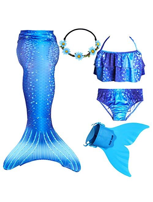 Wfundeals Mermaid Tails for Swimming with Monofin Swimsuit Costume Cosplay, Princess Bikini Set