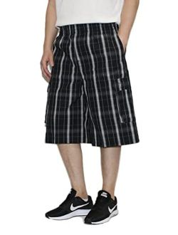 AIRNINE Men's Cargo Plaid Relaxed Loose Fit Shorts (S to 6XL)