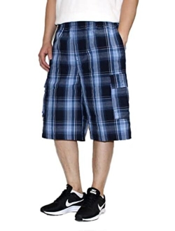 AIRNINE Men's Cargo Plaid Relaxed Loose Fit Shorts (S to 6XL)