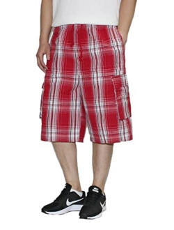 AIRNINE Men's Cargo Plaid Relaxed Loose Fit Shorts (S to 6XL)