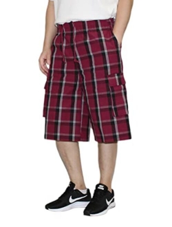 AIRNINE Men's Cargo Plaid Relaxed Loose Fit Shorts (S to 6XL)