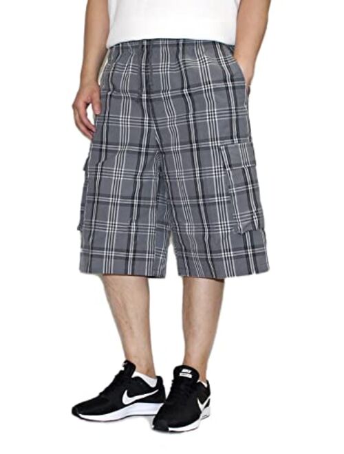 AIRNINE Men's Cargo Plaid Relaxed Loose Fit Shorts (S to 6XL)