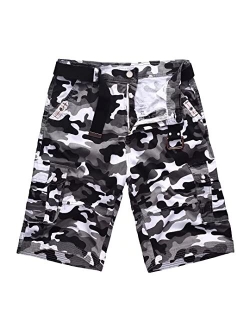 Bellnorth Mens Cargo Shorts Camouflage Work Pants Belted Cotton Outdoor Tactical Pants