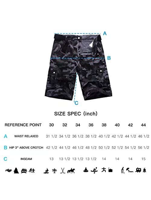 Bellnorth Mens Cargo Shorts Camouflage Work Pants Belted Cotton Outdoor Tactical Pants