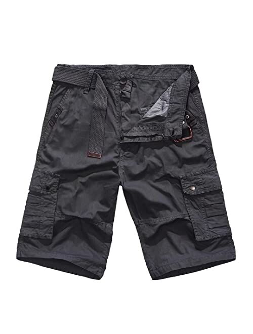 Bellnorth Mens Cargo Shorts Camouflage Work Pants Belted Cotton Outdoor Tactical Pants