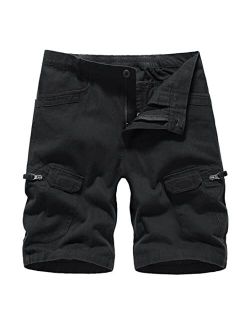 Amoystyle Men's 100% Cotton Comfy Fit Cargo Shorts Size 30-42