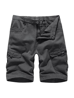 Amoystyle Men's 100% Cotton Comfy Fit Cargo Shorts Size 30-42