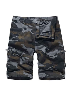 Amoystyle Men's 100% Cotton Comfy Fit Cargo Shorts Size 30-42