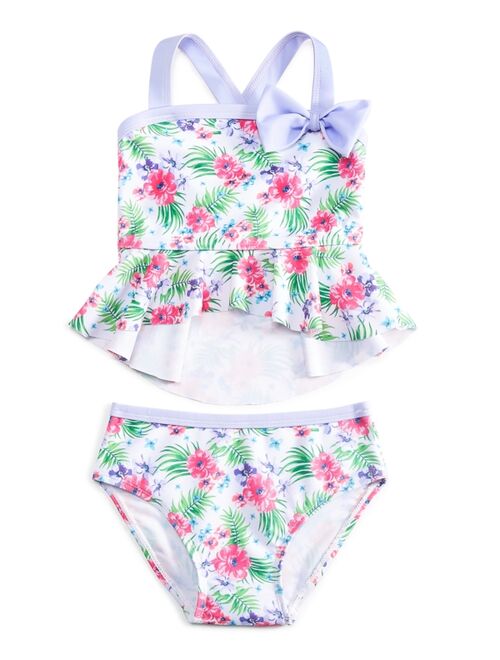 Sol Swimwear Little Girls 2-Pc. Tropical-Print Swimsuit