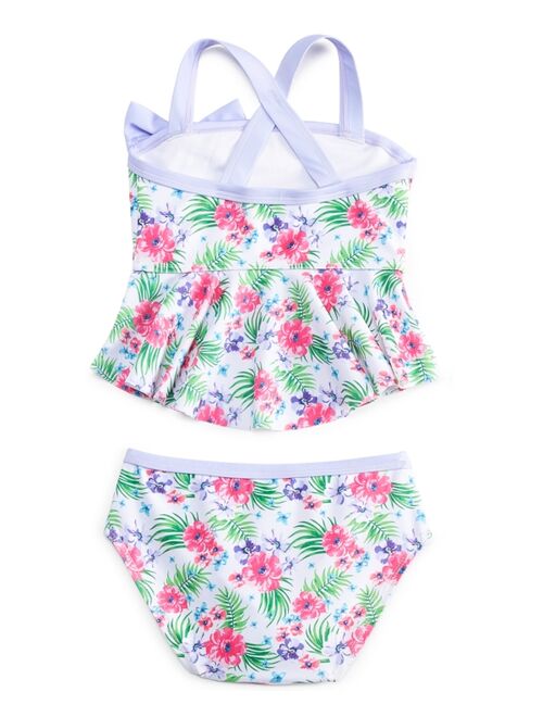 Sol Swimwear Little Girls 2-Pc. Tropical-Print Swimsuit