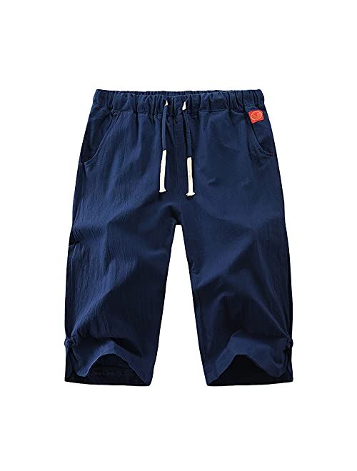 Cleeyys Cargo Joggers Lightweight Quick Dry Drawstring Shorts Men Long Home Outdoor Shorts Men Sport Loose Men Gym Shorts