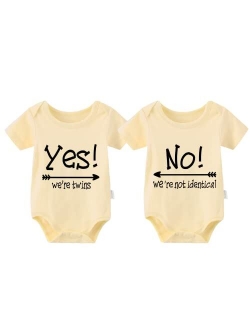 YSCULBUTOL Baby Twins Bodysuits Boys Girls Twin Clothes Unisex Short Sleeve Yes We are Twins No We are Identical