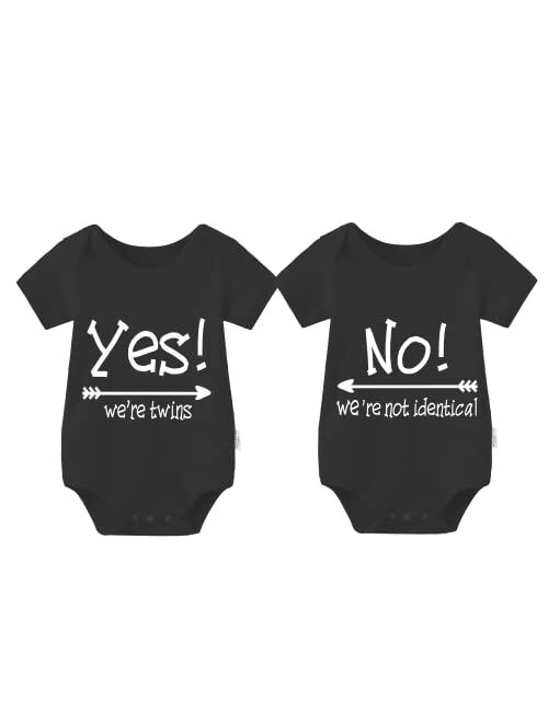 YSCULBUTOL Baby Twins Bodysuits Boys Girls Twin Clothes Unisex Short Sleeve Yes We are Twins No We are Identical