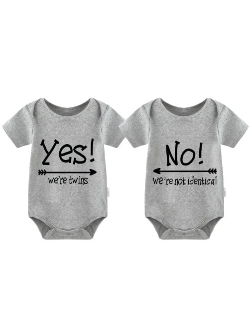 YSCULBUTOL Baby Twins Bodysuits Boys Girls Twin Clothes Unisex Short Sleeve Yes We are Twins No We are Identical