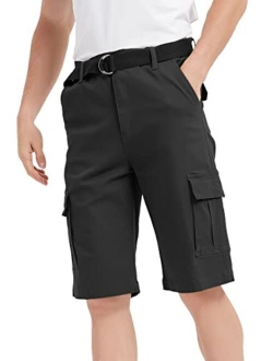 RISISSIDA Men's Cargo Shorts Hiking Shorts 2022 Fashion, Quick-Dry Flat Golf Shorts with Active Expandable Waistband Belt