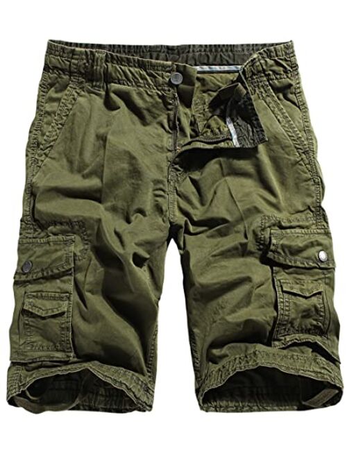 Pursky Men's Lightweight Cotton Twill Cargo Shorts Casual Ripstop Tactical Shorts Military Short Pants