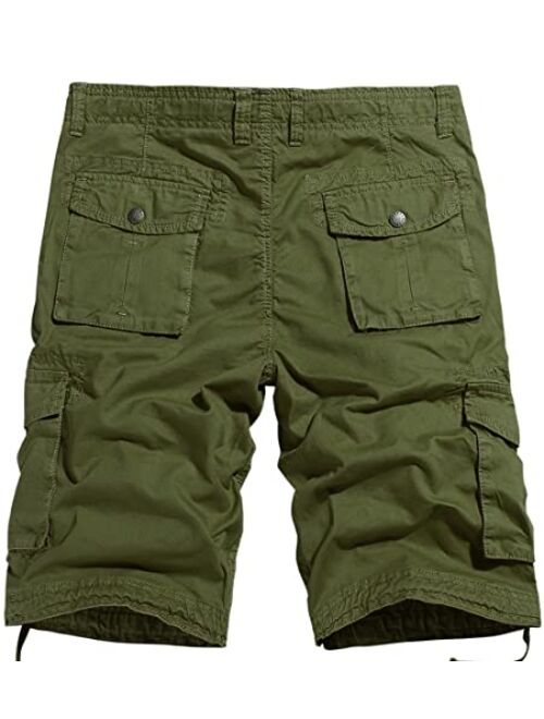 Pursky Men's Lightweight Cotton Twill Cargo Shorts Casual Ripstop Tactical Shorts Military Short Pants