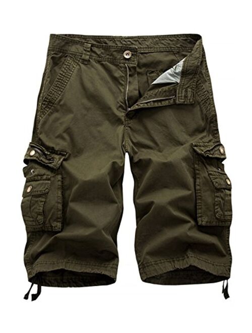 AOYOG Men's Camo Cargo Shorts Relaxed Fit Multi-Pocket Outdoor Camouflage Cargo Shorts Cotton