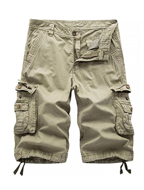 AOYOG Men's Camo Cargo Shorts Relaxed Fit Multi-Pocket Outdoor Camouflage Cargo Shorts Cotton