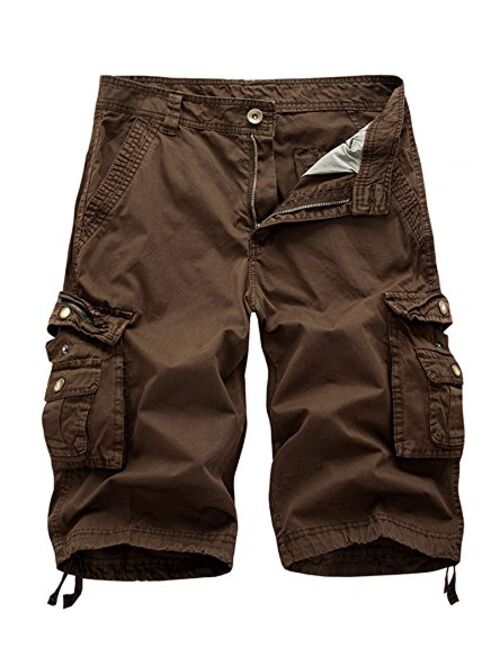 AOYOG Men's Camo Cargo Shorts Relaxed Fit Multi-Pocket Outdoor Camouflage Cargo Shorts Cotton