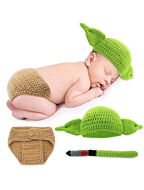 TIMSOPHIA Newborn Infant Baby Photography Prop Crochet Knit Hat Diaper Costume Set Handmade Cap Outfits Hat for Baby Shower