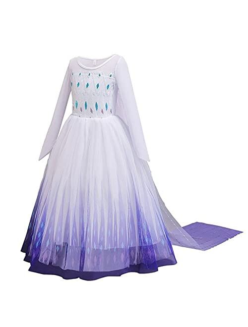 Osflydan Girls Princess Dress Costume Snow Party Dress Queen Halloween Birthday Dress up