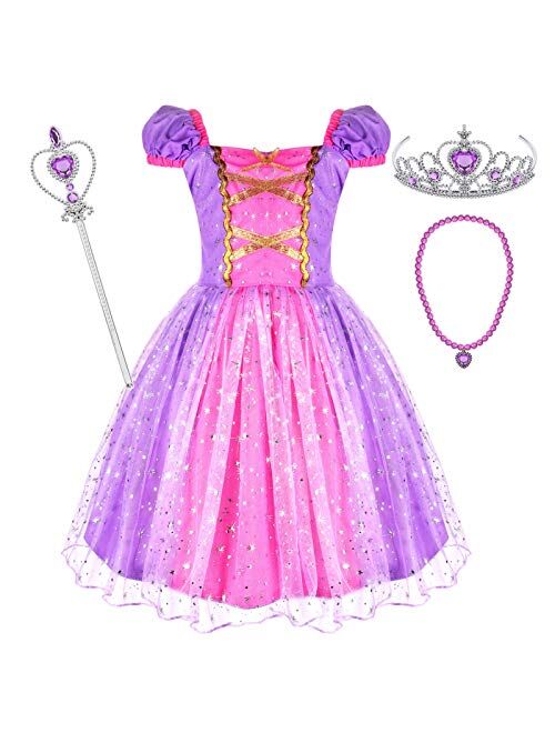 G.C Princess Costume Dress for Little Girls Fancy Birthday Cosplay Party Dress up