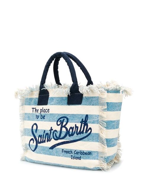 MC2 Saint Barth striped logo print beach bag