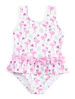 Sol Swimwear Little Girls Flamingo-Print Swimsuit