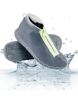 Waterproof Shoe Covers, Reusable Foldable Not-Slip Rain Shoe Covers with Zipper,Shoe Protectors Overshoes Rain Galoshes for Men and Women