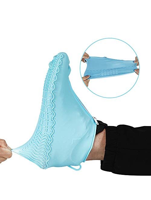 Waterproof Shoe Covers, Reusable Foldable Not-Slip Rain Shoe Covers with Zipper,Shoe Protectors Overshoes Rain Galoshes for Men and Women